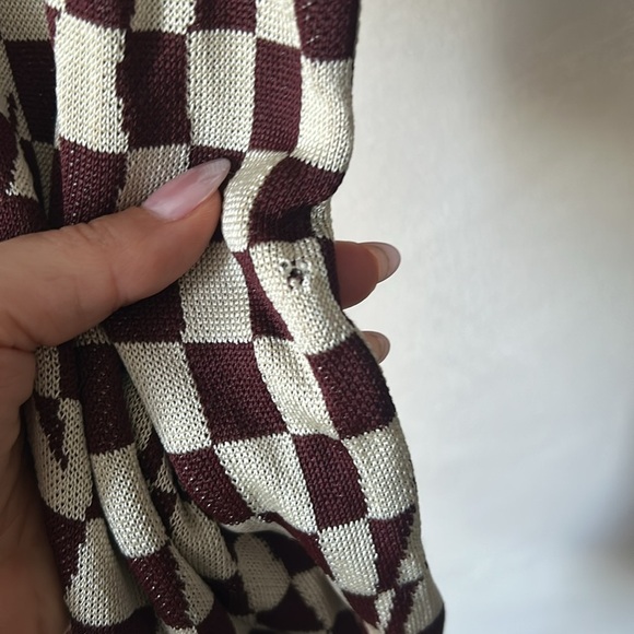 Paloma Wool Orinocco pants checkered aubergine flare strech size small - Picture 7 of 11